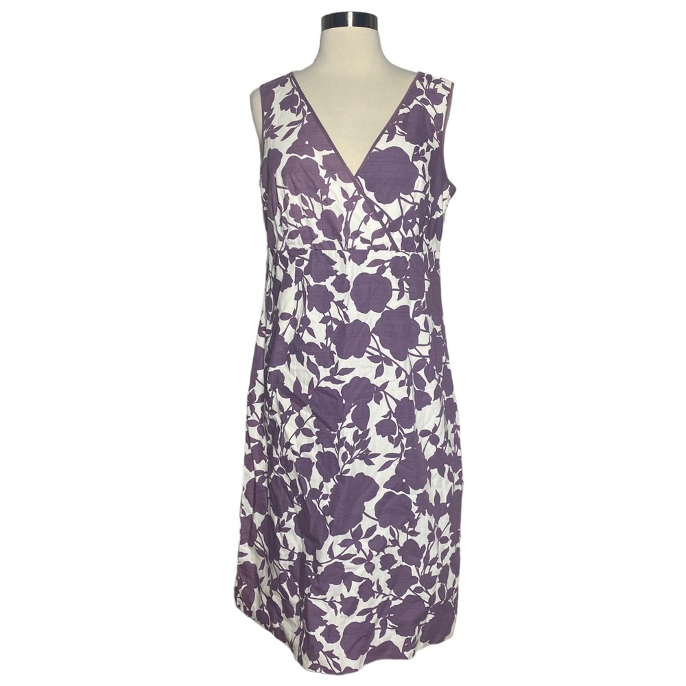 Boden dress purple floral shift v neck surplice A line